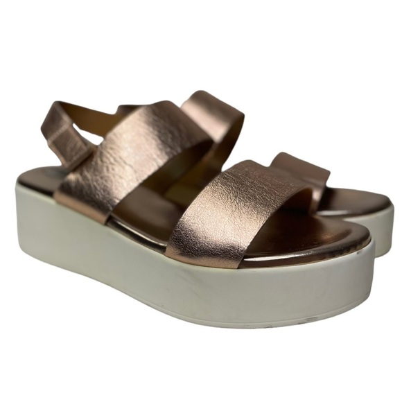 Steve Madden Rachel Women’s Metallic Leather Platform Sandals - Picture 1 of 10
